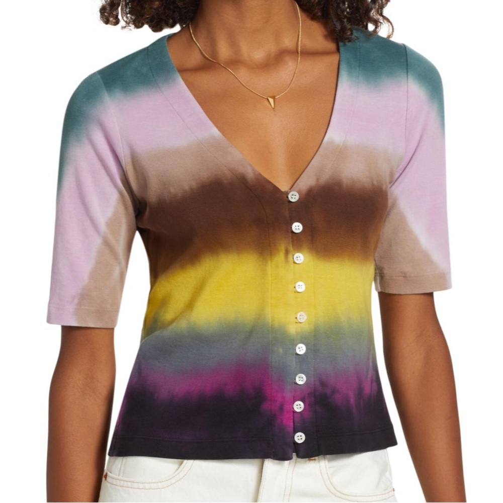 NWT Raquel Allegra Cindy Tie Dye Button Top Size Large (3)